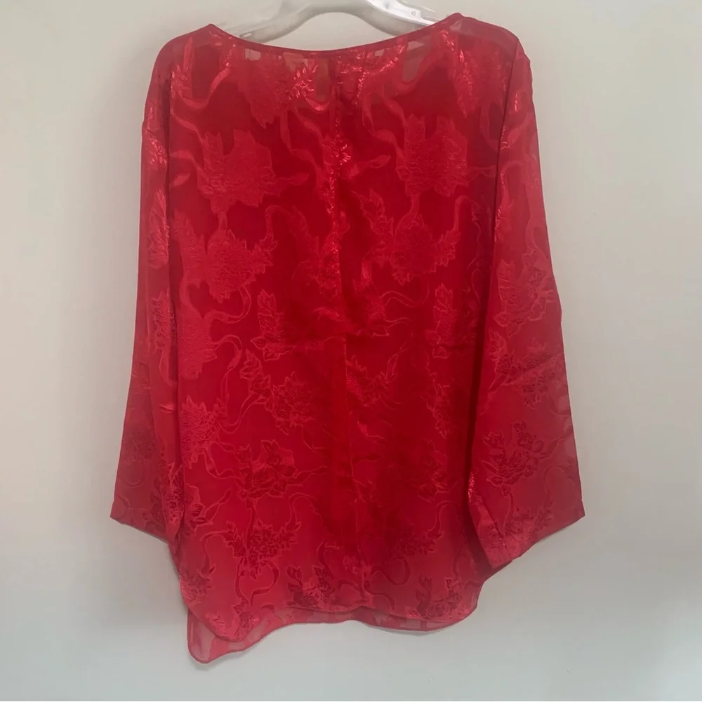 Victoria Secret Vintage Semi Sheer Floral Long Sleeve Blouse - Picture 12 of 13